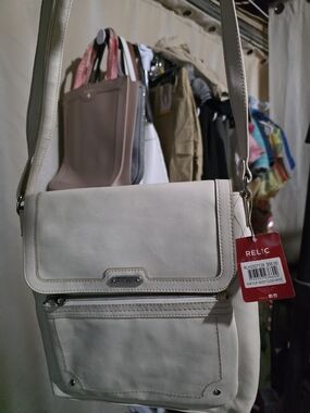 Relic Light Beige Crossbody Flap Bag